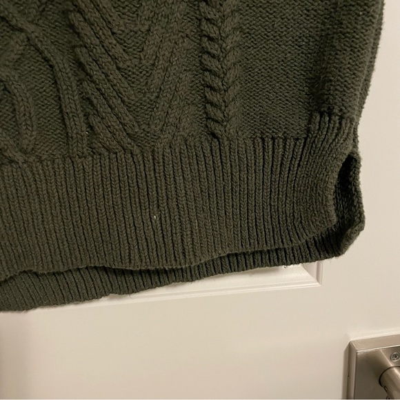 United by Blue Sweater Dress, Chunky Cable Knit Recycled Cotton in Forest Green - Picture 5 of 10